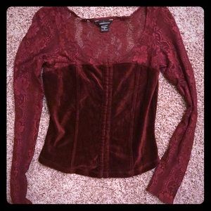 Victoria Secret Moda Lace & Velour Corset Top